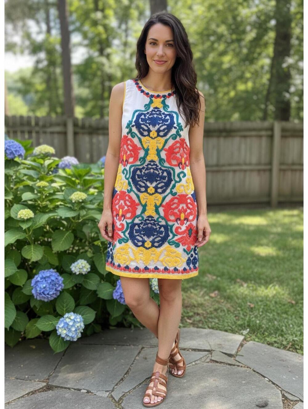 Silk Embroidered Dress by Shoshanna - Size 2
